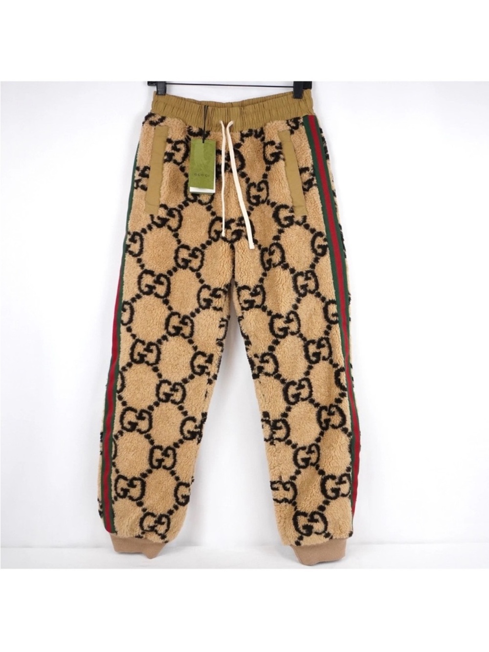 Men’s Gucci GG jacquard wool blend fleece jogging pants size XXL made in Italy